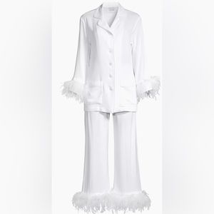 Sleeper Pajamas - white with feathers. Size S